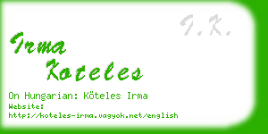 irma koteles business card